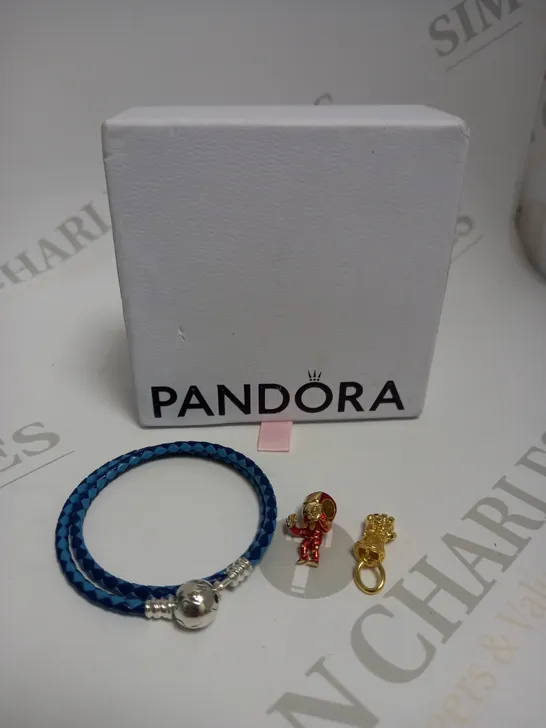 PANDORA BLUE CHARM BRACELET WITH AVENGERS CHARMS 