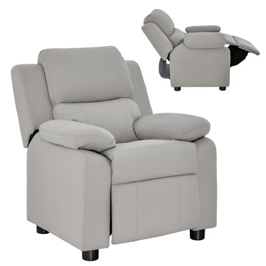 BOXED COSTWAY KIDS RECLINER CHAIR WITH ADJUSTABLE BACKREST AND FOOTREST - LIGHT GREY