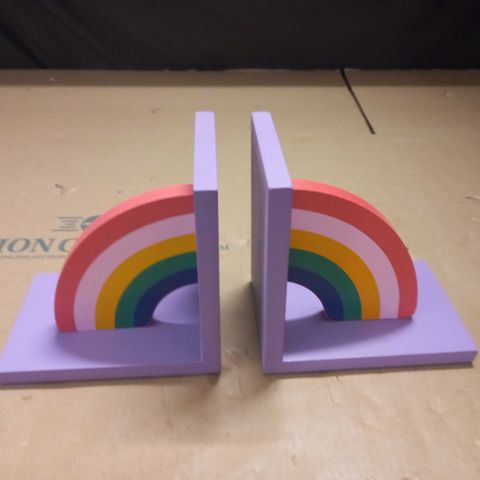PURPLE WOODEN RAINBOW BOOK ENDS