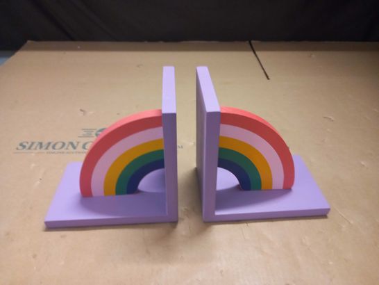 PURPLE WOODEN RAINBOW BOOK ENDS