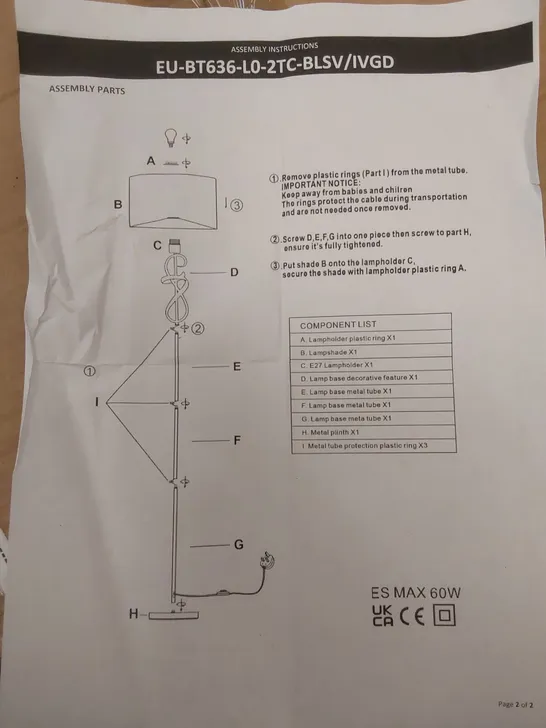 BOXED FLOOR LAMP WITH METAL BASE FOR LIVING ROOM (1 BOX)