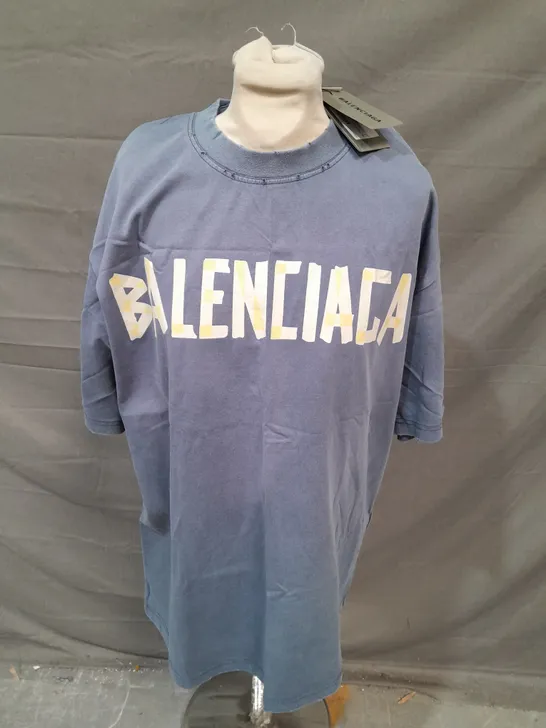 BALENCIAGA OVERSIZED BLUE T-SHIRT - LARGE