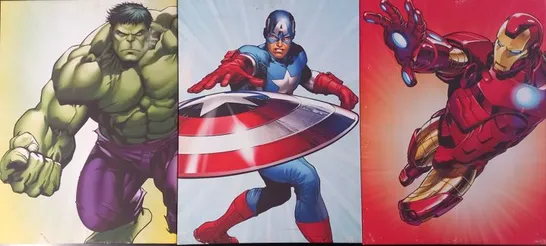 THREE ASSORTED MARVEL AVENGERS CANVAS PRINTS