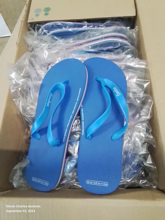 BOX CONTAINING 20 PAIRS OF MEXICO BANDHAS FLIPFLOP/SANDLES SIZE 10