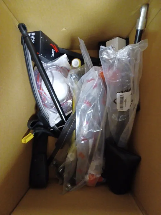 BOX OF APPROXIMATELY 15 ASSORTED VEHICULAR PRODUCTS TO INCLUDE BOSCH REAR WIPER BLADE, IGNITION KEY, PRESTA TURBO TUBE ETC 