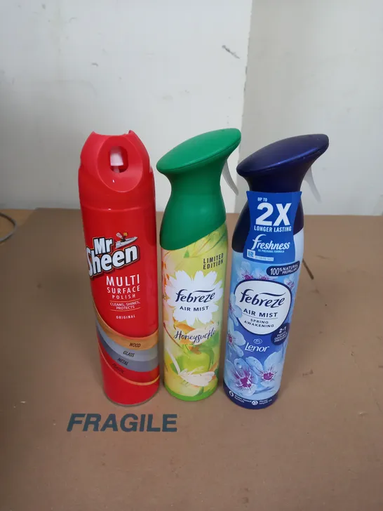 APPROXIMATELY 18 AEROSOL SPRAYS TO INCLUDE SHEEN FURNITURE POLISH AND FEBREZE AIR FRESHENER