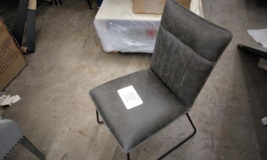 DESIGNER BLACK LEATHER DINING CHAIR WITH BLACK METAL LEGS 