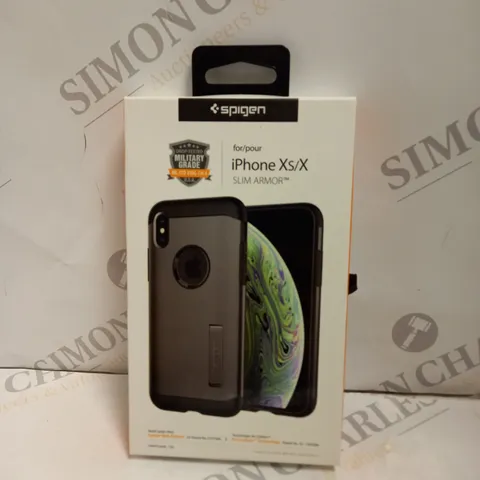 BOX OF APPROXIMATLEY 80 SPIGEN IPHONE X/XS SLIM ARMOUR CASES  