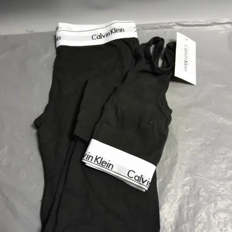 CALVIN KLEIN LADIES CROP TOP AND LEGGINGS SET BLACK S