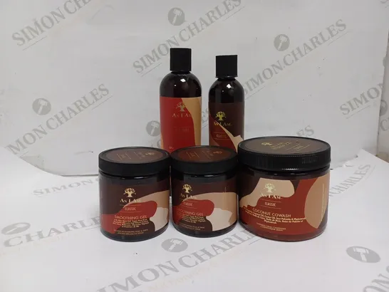 5 ASSORTED AS I AM HEALTH AND BEAUTY PRODUCTS TO INCLUDE SMOOTHING GEL, COCONUT COWASH, JAMAICAN BLACK CASTOR OIL 