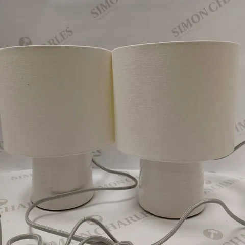 SET OF LAURA ASHLEY PENNY CREAM CRACKLE GLAZE TABLE LAMPS - IVORY 