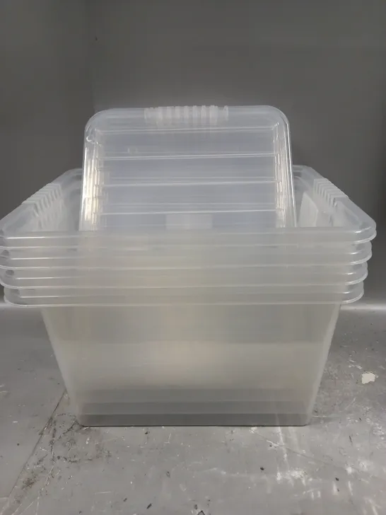 4 X CLEAR PLASTIC STORAGE CONTAINERS 