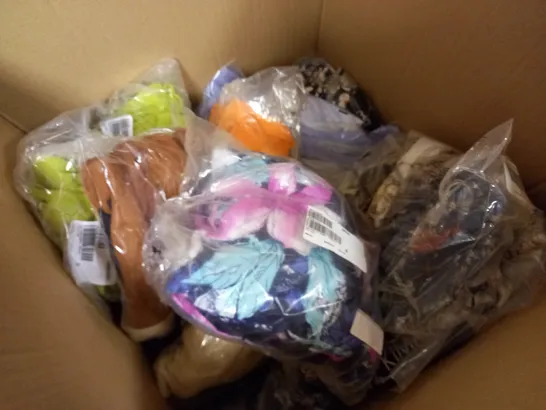 BOX OF APPROXIMATELY 10 ASSORTED CLOTHING ITEMS -DRESS , T-SHIRT , CARDIGAN ETC