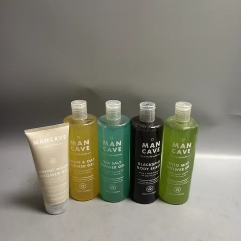 LOT OF 5 MAN CAVE MENS SHOWER GELS 4 X 500ML AND 1 X 200ML