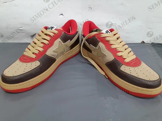 PAIR OF BAPE TRAINERS IN BEIGE/BROWN/RED US SIZE 9.5