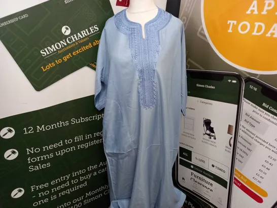 MAGHRIBI SHORT SLEEVE SHIRT-LIKE DRESS IN SKY BLUE - SMALL