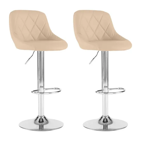 BOXED SET OF 2 NEO MADRID FAUX LEATHER SWIVEL BAR STOOLS - WHITE (1 BOX)