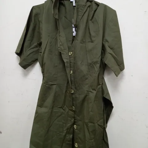 DOROTHY PERKINS WRAP SHIRT DRESS IN KHAKI GREEN - SIZE 14