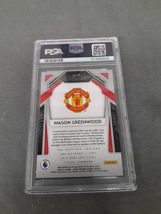 PANINI PRIZM EPL MASON GREENWOOD CRACKED ICE /23 MANCHESTER UNITED PSA 9 - MINT