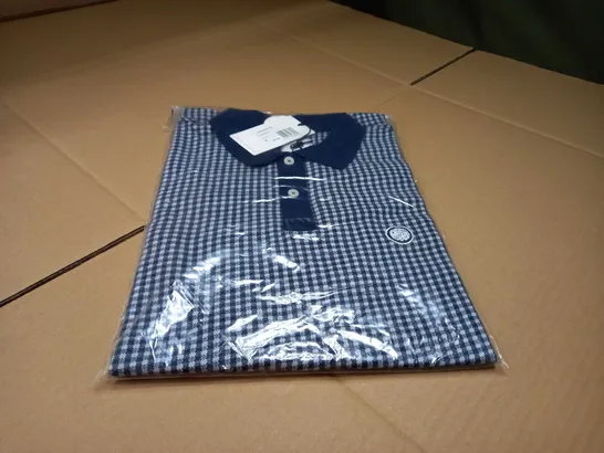 PACKAGED PRETTYGREEN NAVY/CHECK POLO SHIRT - SMALL