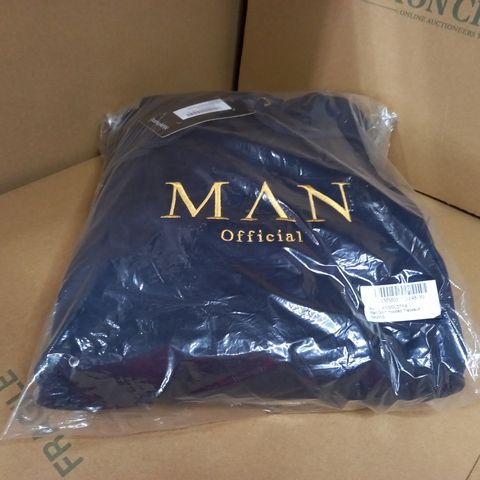 PACKAGED BOOHOO MAN NAVY/GOLD LOGO HOODED TRACKSUIT - SMALL
