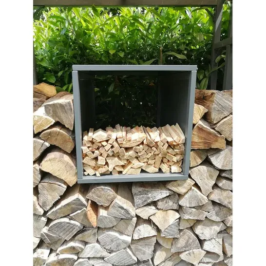 BOXED 48CM W × 68CM D METAL LOG STORE 