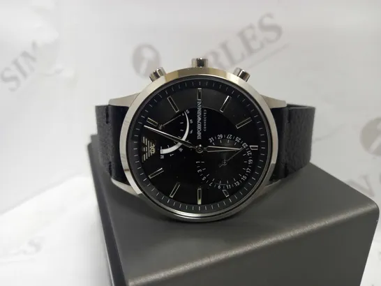 EMPORIO ARMANI BLACK MENS CONNECT LEATHER WATCH RRP £240