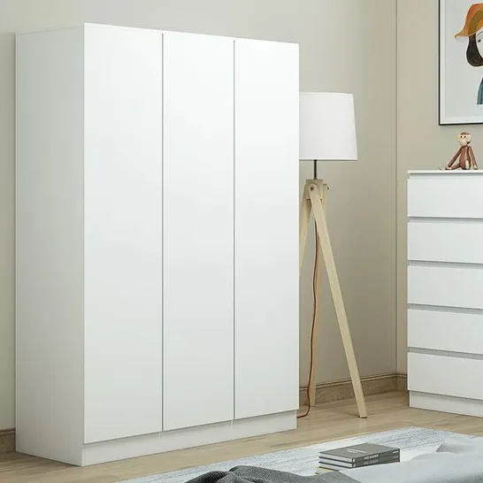 BOXED BRAEBURN 3 DOOR WARDROBE, MATT WHITE FINISH (3 BOXES)