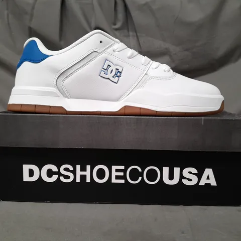 BOXED PAIR OF DC CENTRAL SHOES IN WHITE/BLUE UK SIZE 13