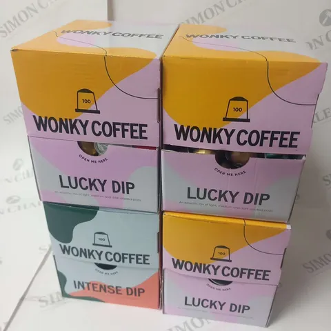 FOUR BOXES OF ASSORTED WONKY COFFEE PODS 100 PODS PER BOX