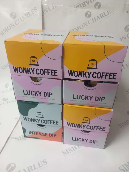 FOUR BOXES OF ASSORTED WONKY COFFEE PODS 100 PODS PER BOX