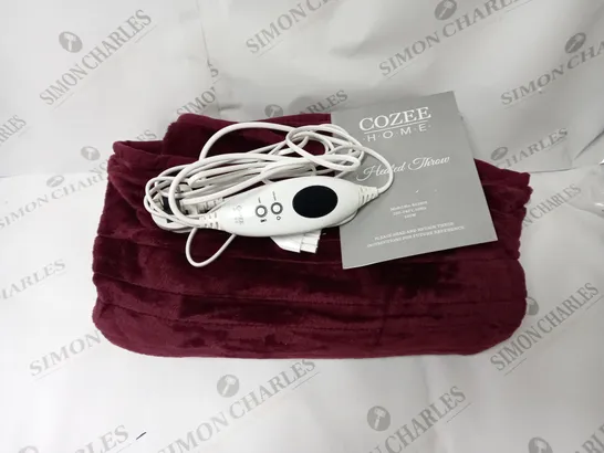 COZEE HOME HEATED THROW IN PLUM 