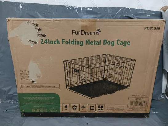 BOXED FURDREAMS 24 INCH FOLDING METAL DOG CAGE