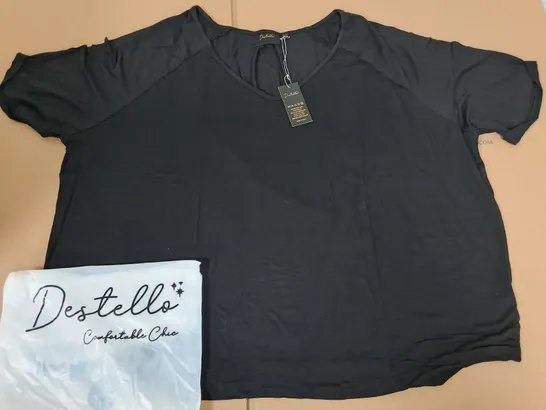 LOT OF 11 BRAND NEW DESTELLO BLACK V-NECK TOPS - UK 24