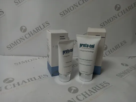 2 X BOXED PROTO-COL BEAUTY PRODUCTS TO INCLUDE 40ML HAND CREAM AND 60ML MICRO-DERMABRASION 