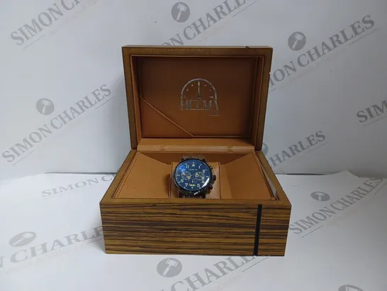 BOXED  HELMA DH VINTAGE STYLE ACRYLIC STRAP LUXURY WATCH 