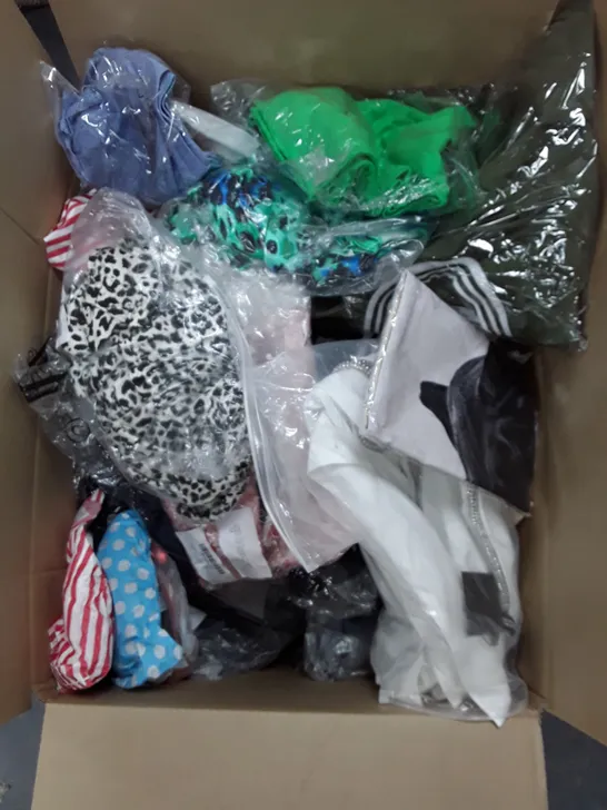 LARGE BOX OF ASSORTED CLOTHING TO INCLUDE H&M, MICHELLE KEEGAN AND BROOK TAVERN 