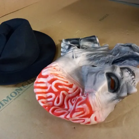 LATEX HALLOWEEN MASK WITH HAT