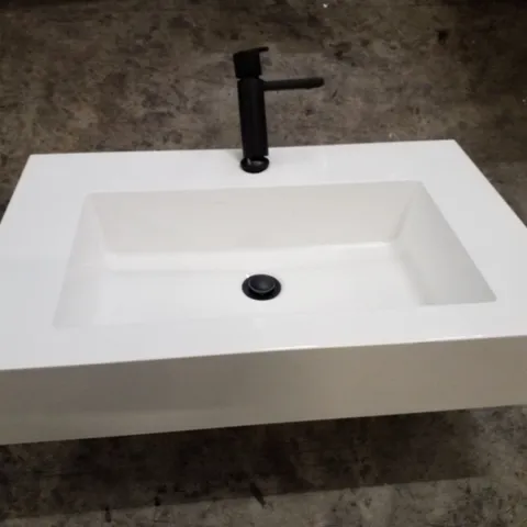 BRAND NEW WHITE RESIN RECTANGULAR BASIN WITH TAP 71×46CM