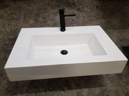 BRAND NEW WHITE RESIN RECTANGULAR BASIN WITH TAP 71×46CM