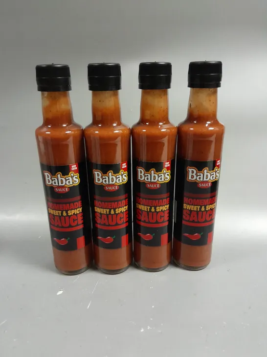 4 X SEALED BABA'S HOMEMADE SWEET & SPICY HOT SAUCE - 4 X 250ML - COLLECTION ONLY 