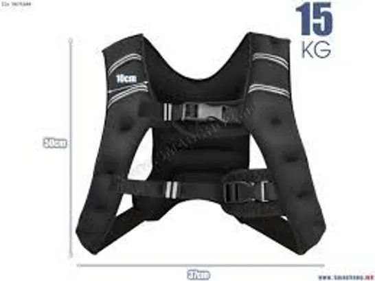 BOXED WEIGHTED VEST WITH ADJUSTABLE BUCKLES AND MESH BAG - 15KG