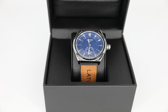 BRAND NEW BOXED MEN’S LATOR CALIBRE L007 SUB DIAL WATCH – LEATHER/RUBBER HYBRID STRAP – BLUE DIAL - 40MM CASE – L007 MOVEMENT  RRP £599