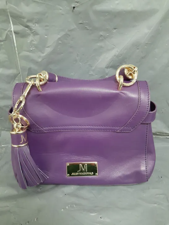 OUTLET JULIEN MACDONALD MEDIUM TOP HANDLE LEATHER GRAB BAG IN PURPLE