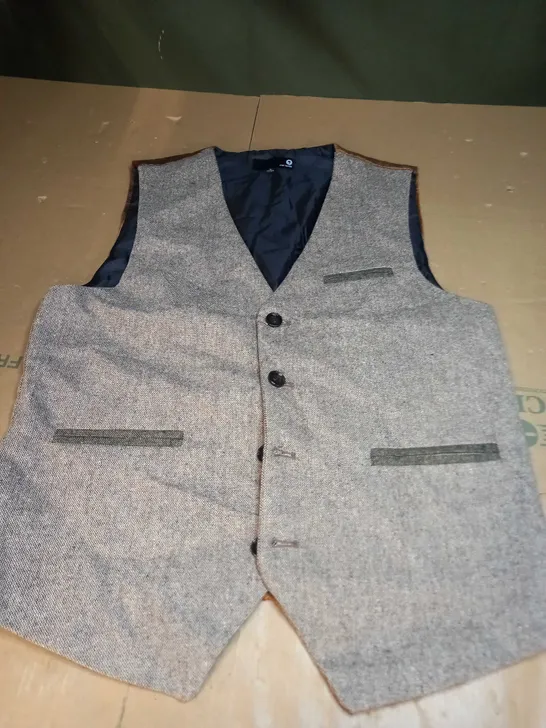 STOP TALKING TWEED EFFECT WAISTCOAT - SIZE L