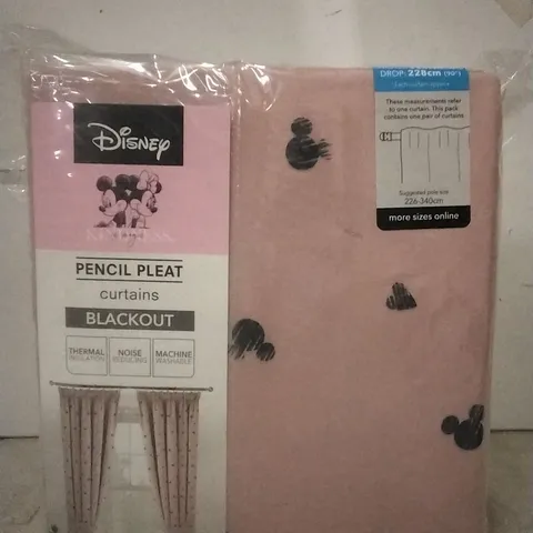 PACKAGED GEORGE DISNEY MINI MOUSE PENCIL PLEAT BLACKOUT CURTAINS SIZE: 228CM X 228CM