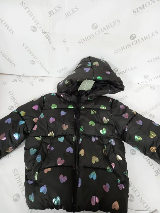 GIRLS LOVE HEART PADDED COAT SIZE 4-6 YEARS