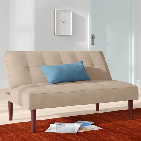 BOXED LUKAS TWO SEATER UPHOLSTERED SOFA BED CREAMY