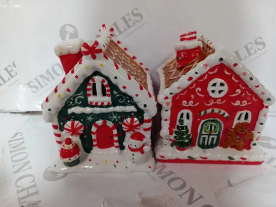 MR. CHRISTMAS SET OF 2, 4" BATTERY-OPERATED NOSTALGIC GINGERBREAD HOUSE