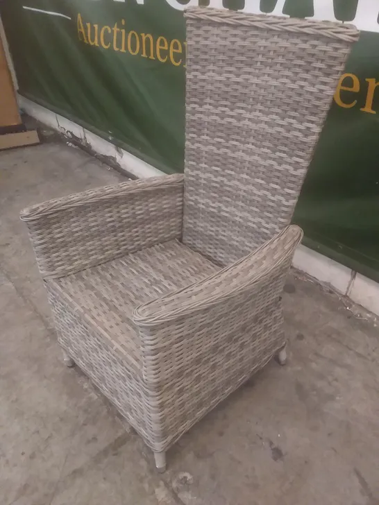 RATTAN EFFECT GREY GARDEN ARMCHAIR